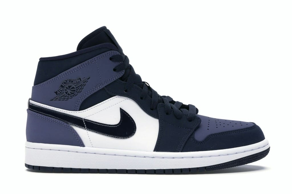Jordan 1 Mid Obsidian Sanded Purple Sneakers (554724-445)
