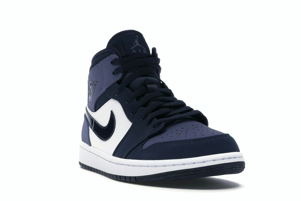 Jordan 1 Mid Obsidian Sanded Purple Sneakers (554724-445)