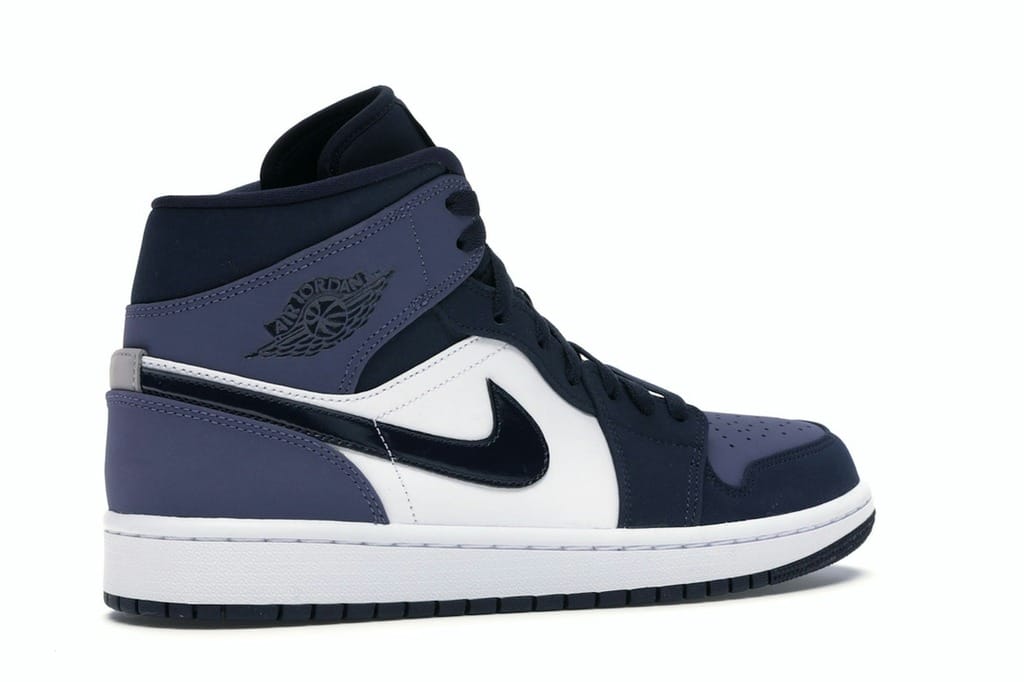 Jordan 1 Mid Obsidian Sanded Purple Sneakers (554724-445)