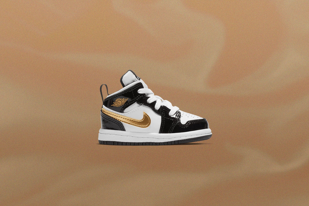 Air Jordan 1 Mid SE (TD) 'Black Gold' - Black/Metallic Gold/White