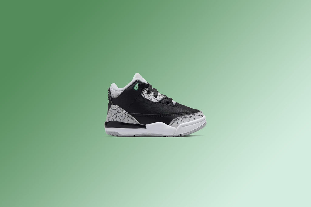 Air Jordan 3 Retro 'Green Glow' (TD) - Black/Green Glow/Wolf Grey
