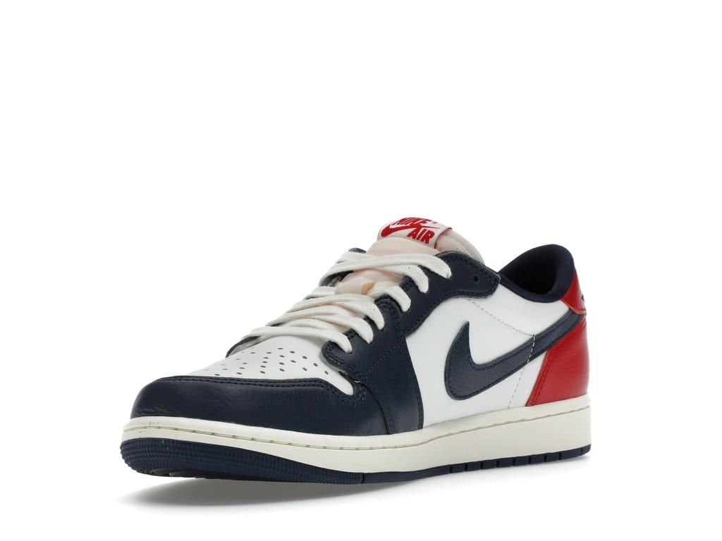 Jordan 1 Retro Low OG Howard University Sneakers – White/Gym Red/Navy – HQ2993-100