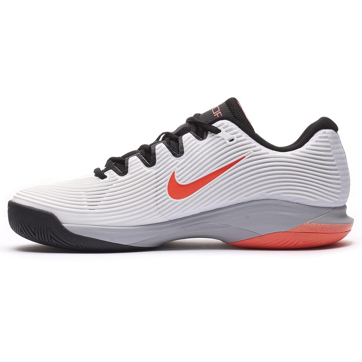 Nike Men's Vapor 12 Premium Hard Court Tennis Shoes in White/Hot Lava-Wolf Grey