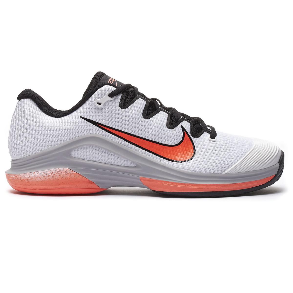 Nike Men's Vapor 12 Premium Hard Court Tennis Shoes in White/Hot Lava-Wolf Grey
