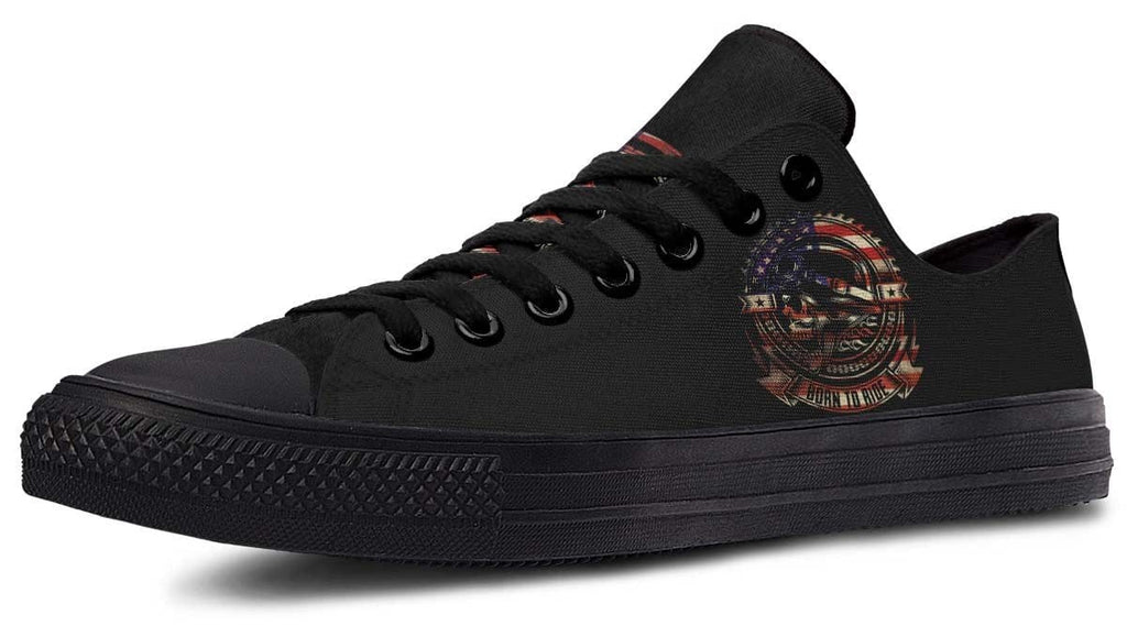 Born To Ride with American Pattern Black Lowtop Sneaker