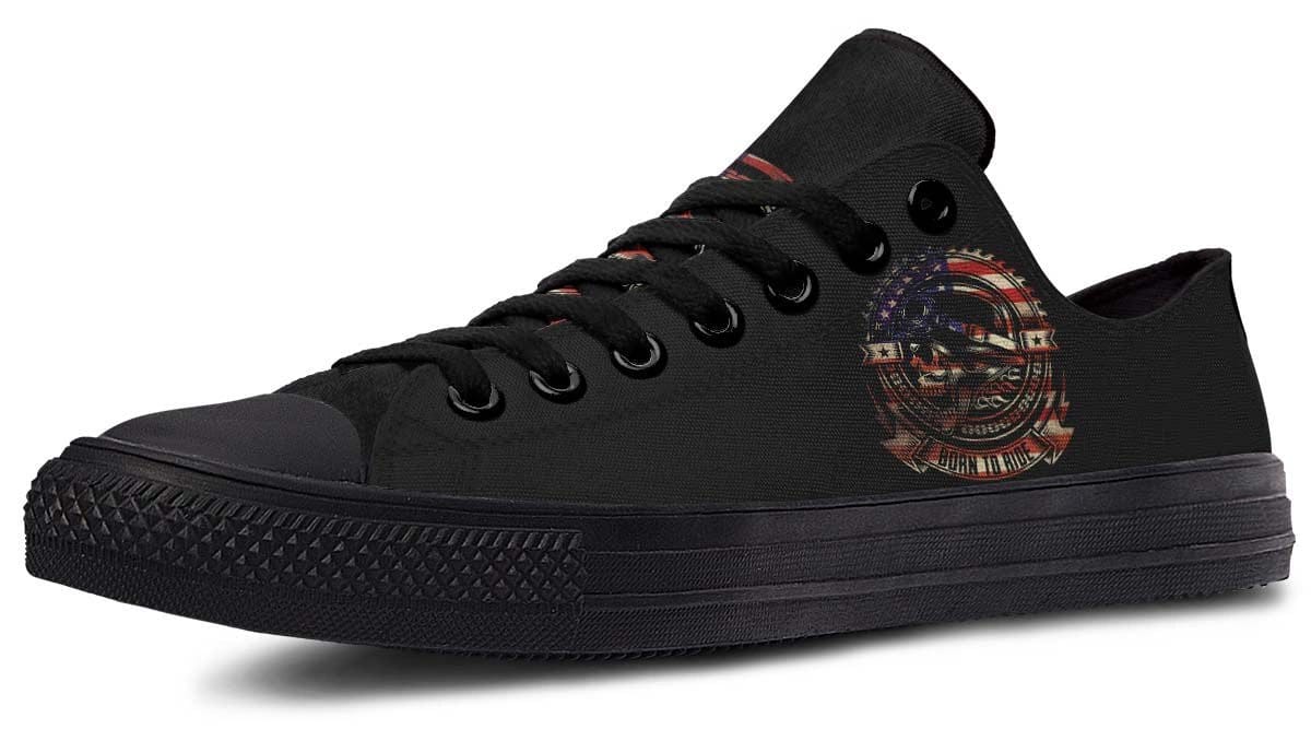 Born To Ride with American Pattern Black Lowtop Sneaker