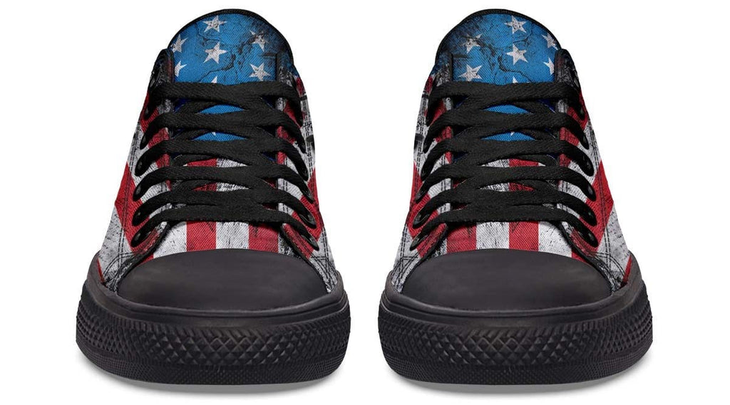 Dumbbell with American Flag Black Lowtop Sneaker
