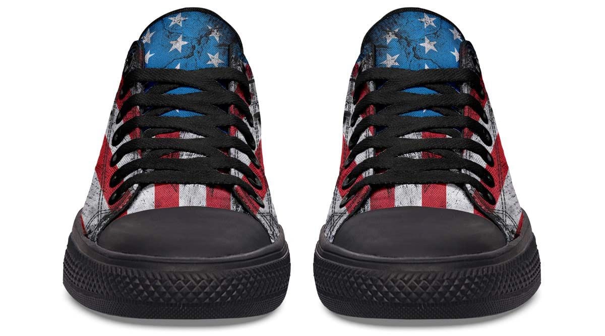 Dumbbell with American Flag Black Lowtop Sneaker