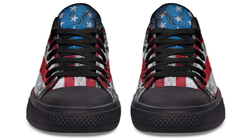 Dumbbell with American Flag Black Lowtop Sneaker