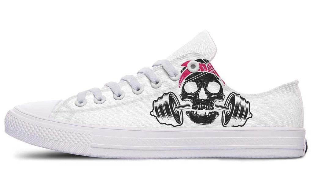 Black Skull in White Lowtop Sneaker