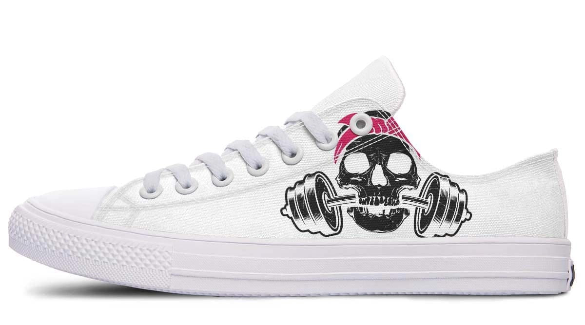 Black Skull in White Lowtop Sneaker