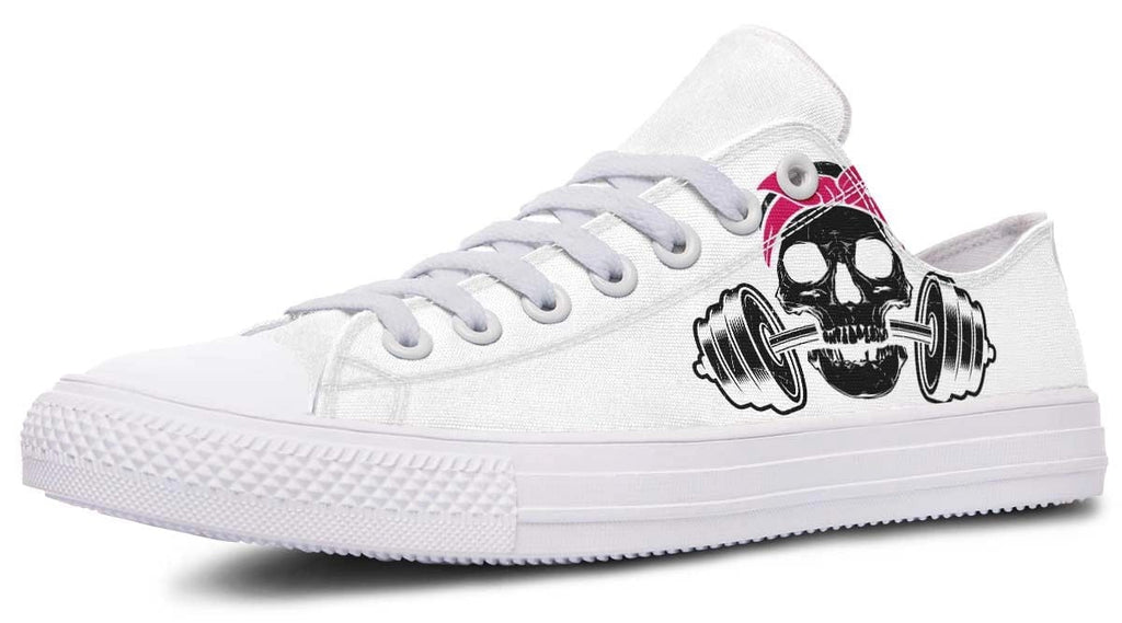Black Skull in White Lowtop Sneaker