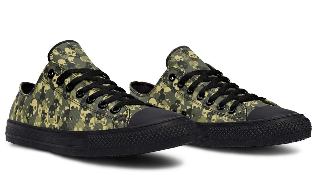 Camo Skull Pattern Black Lowtop Sneaker