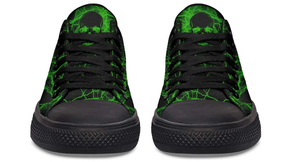 Green Lighting Skull Art Lowtop Sneaker