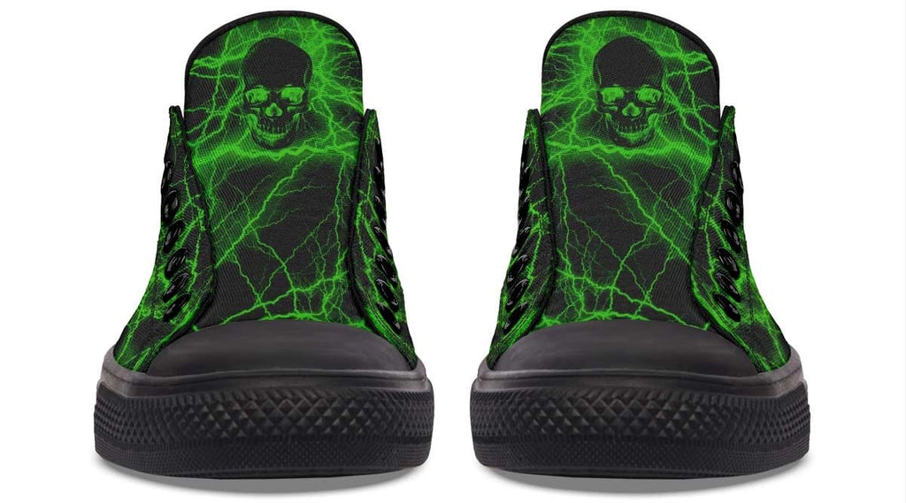 Green Lighting Skull Art Lowtop Sneaker