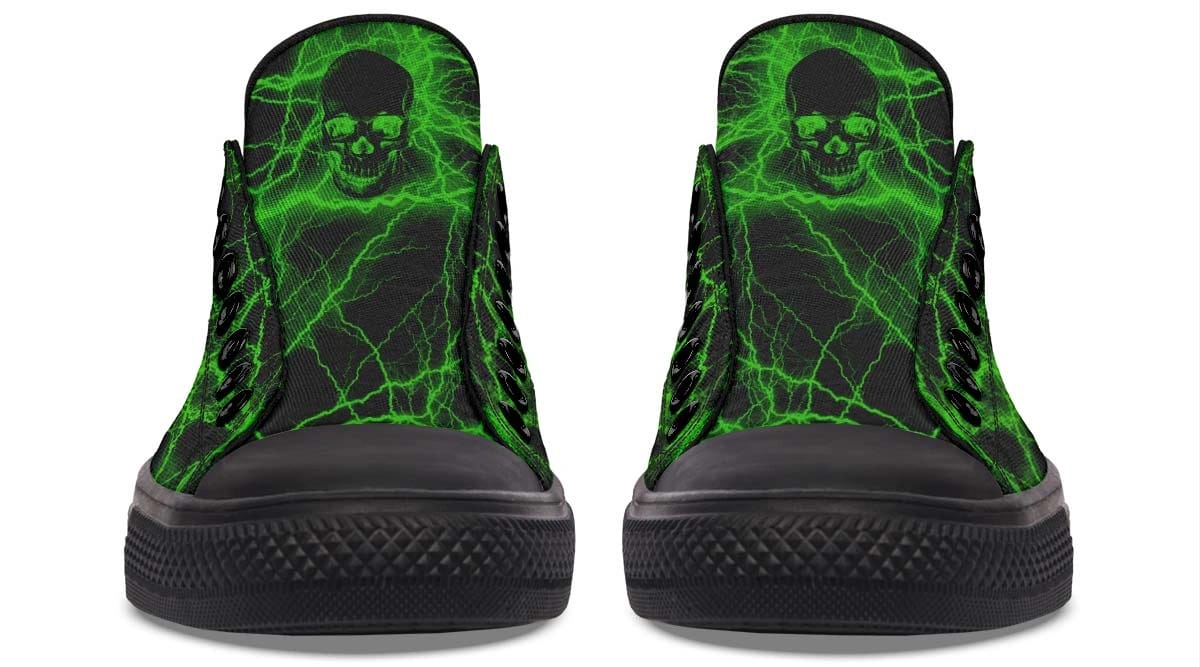 Green Lighting Skull Art Lowtop Sneaker