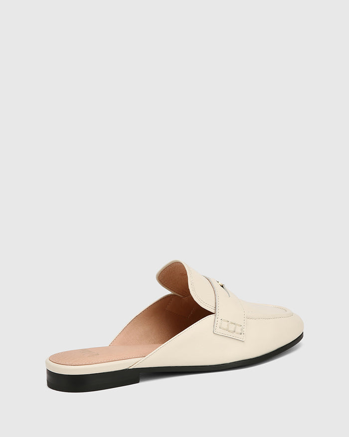 Aaron Vintage Ivory Leather Backless Loafer