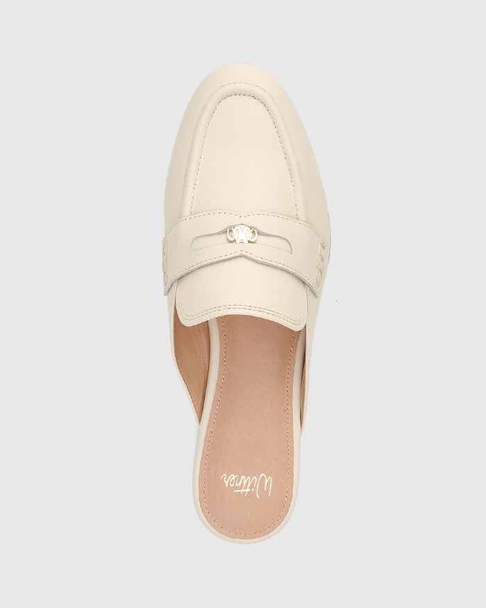 Aaron Vintage Ivory Leather Backless Loafer