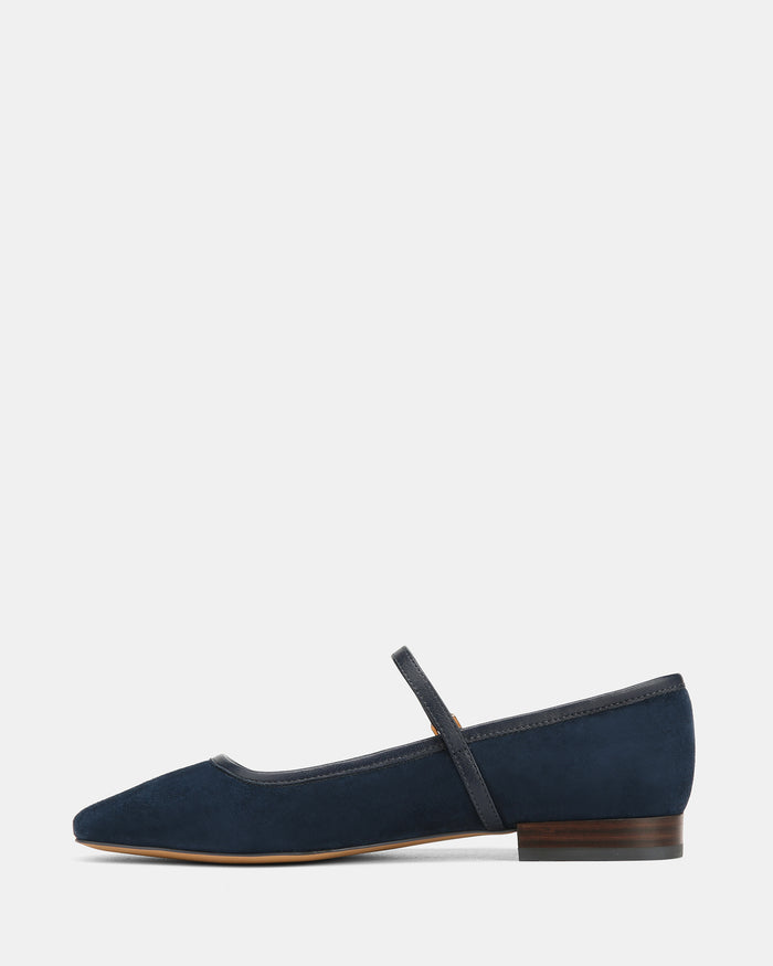 Aimee Navy Suede Leather Mary Jane