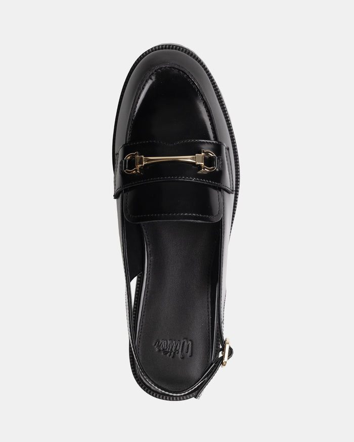 Alexia Black Leather Slingback Loafer