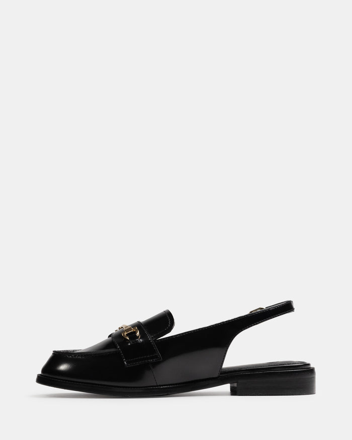 Alexia Black Leather Slingback Loafer