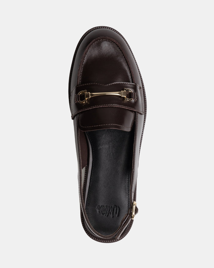 Alexia Dark Brown Leather Slingback Loafer