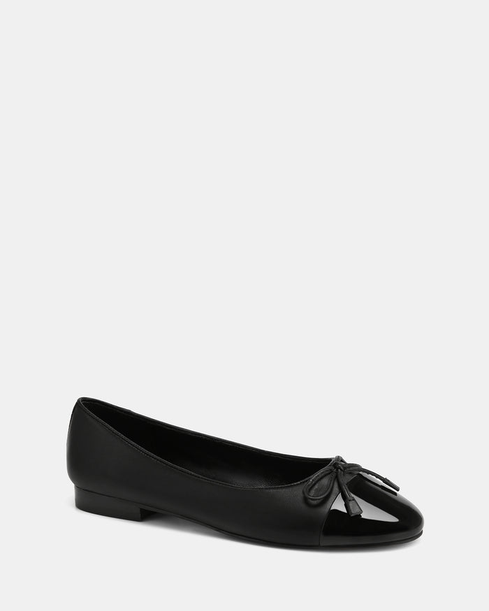 Amelia Black Leather Ballet Flats