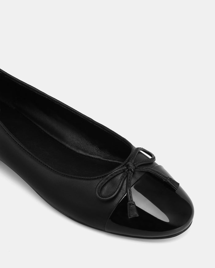 Amelia Black Leather Ballet Flats