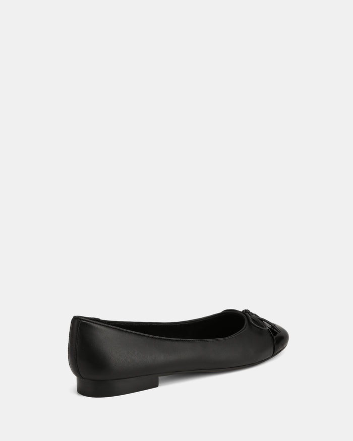 Amelia Black Leather Ballet Flats