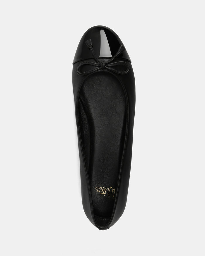 Amelia Black Leather Ballet Flats