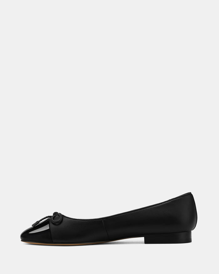 Amelia Black Leather Ballet Flats