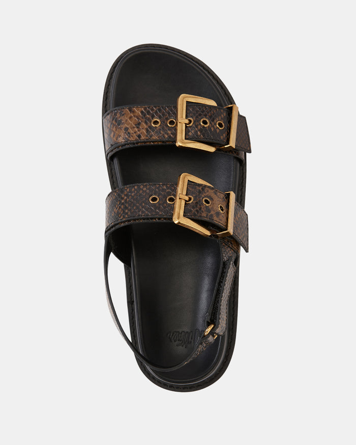 Archie Snake Emboss Leather Footbed Sandal