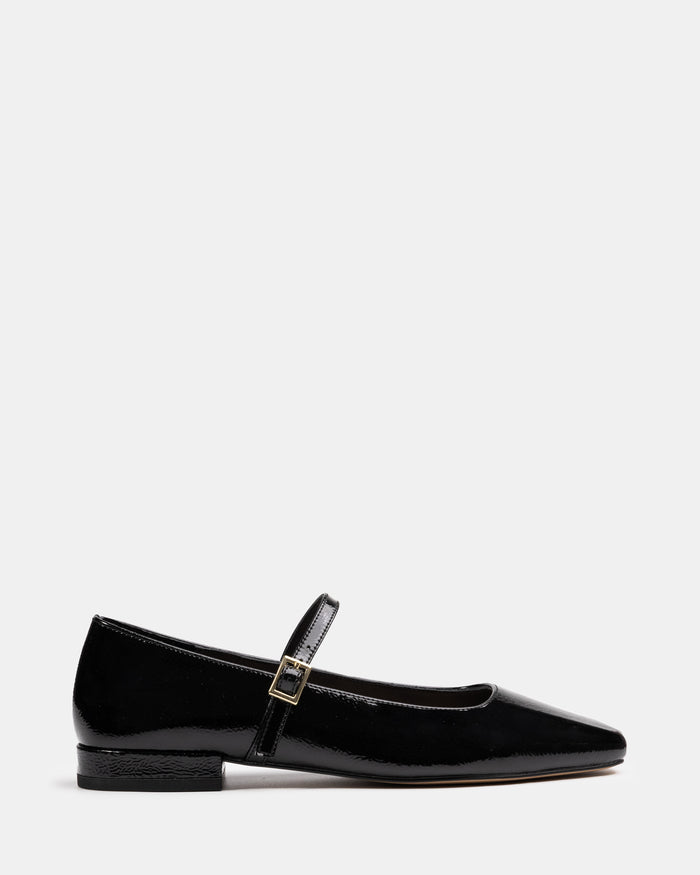 Aria Black Crinkle Patent Leather Mary Jane