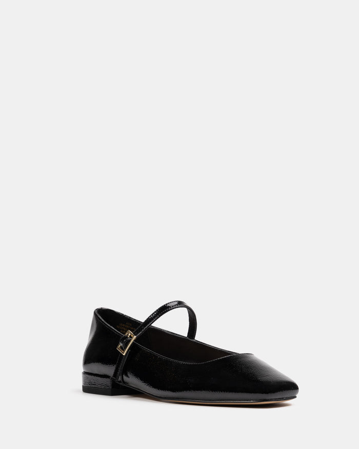 Aria Black Crinkle Patent Leather Mary Jane