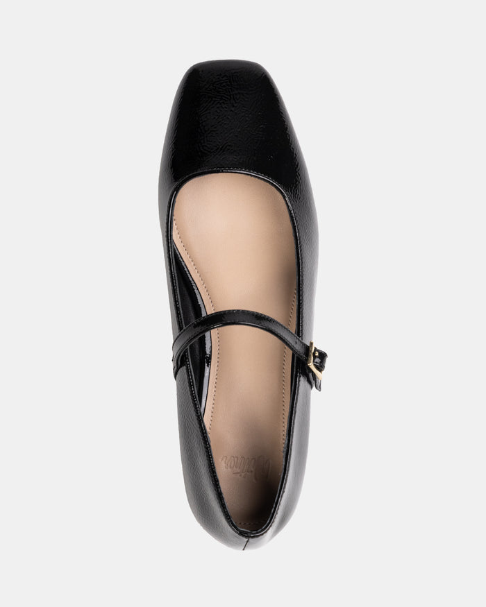 Aria Black Crinkle Patent Leather Mary Jane