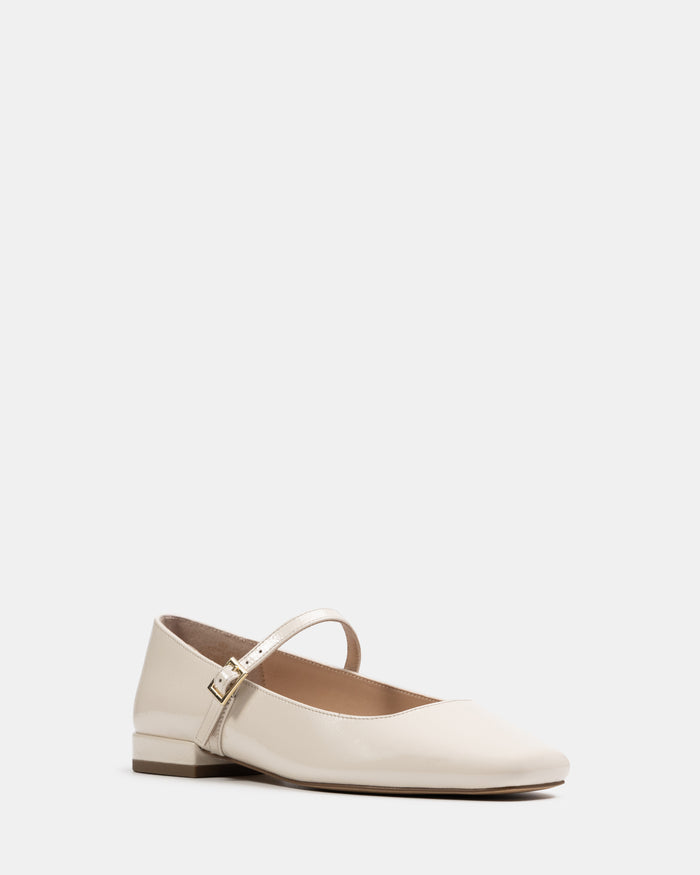 Aria Vintage Ivory Crinkle Patent Leather Mary Jane