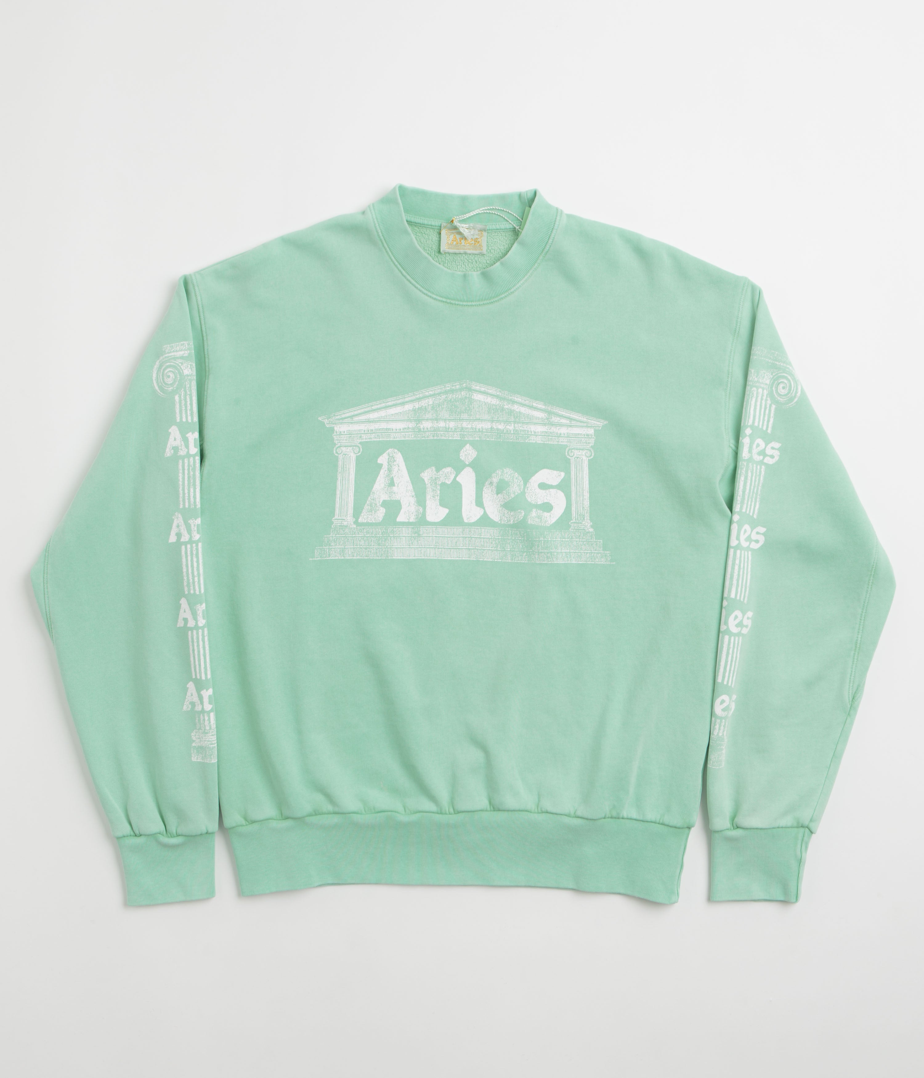 Aries Aged Ancient Column Crewneck Sweatshirt - Aqua