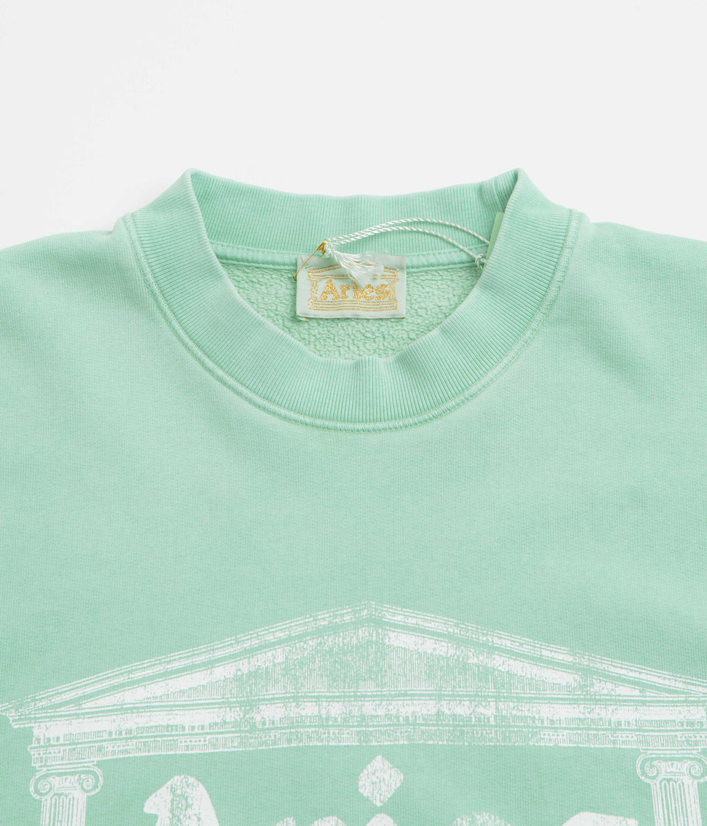 Aries Aged Ancient Column Crewneck Sweatshirt - Aqua
