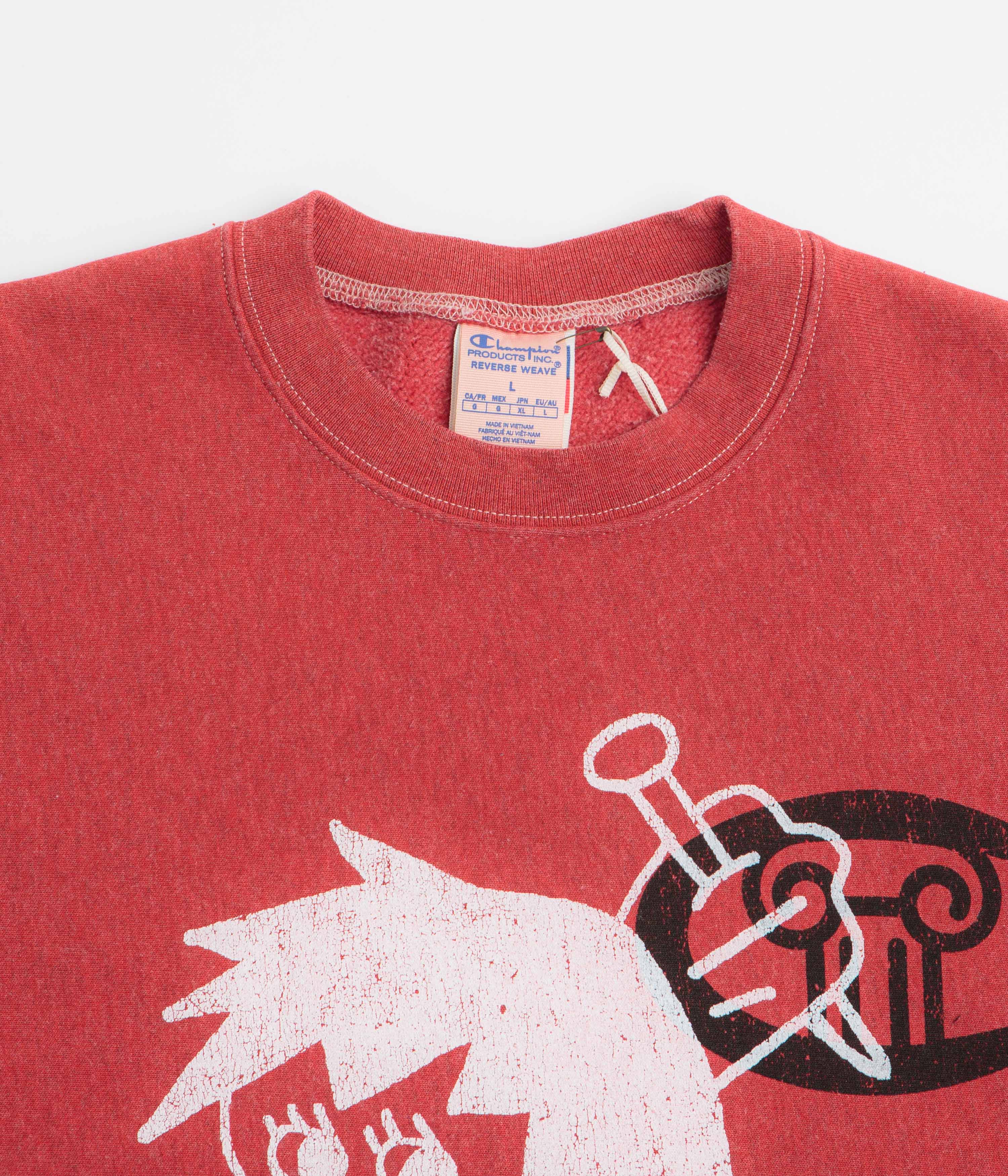 Champion x Aries Worry Crewneck Sweatshirt - Red