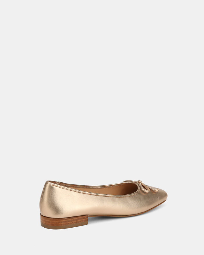 Armenia Champagne Metallic Leather Ballet Flat