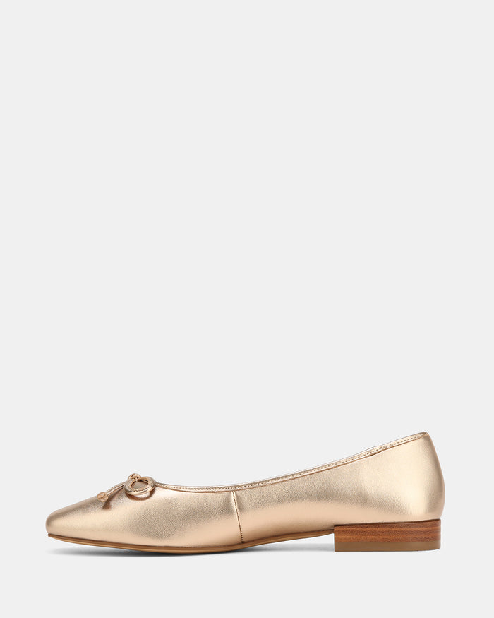Armenia Champagne Metallic Leather Ballet Flat