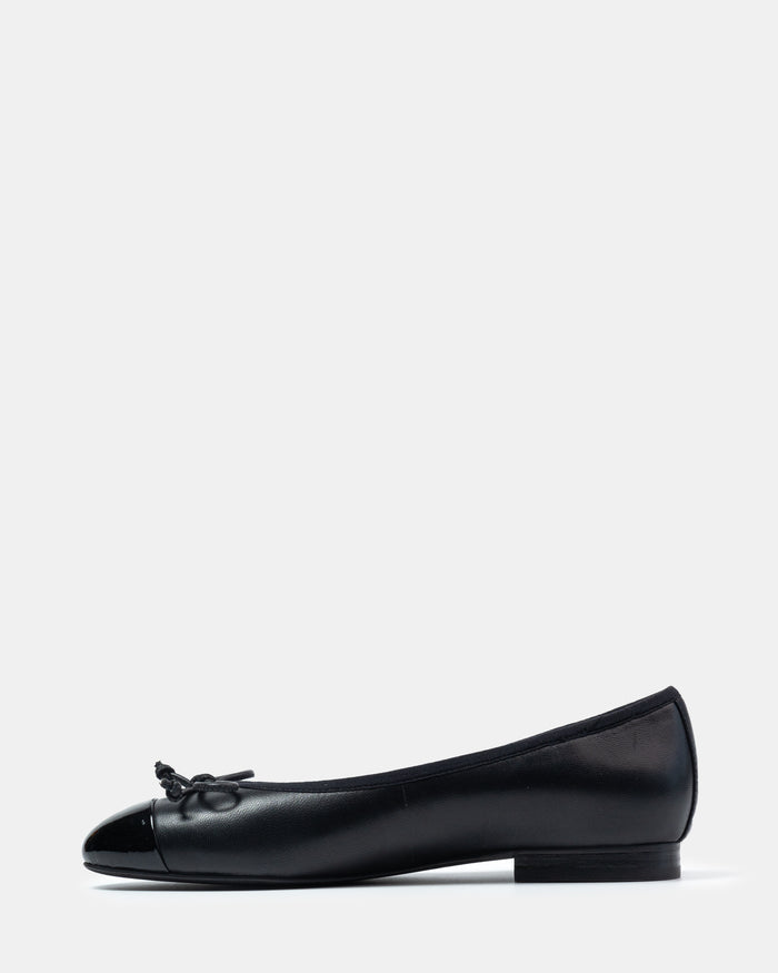 Avah Black Premium Leather Ballet Flat