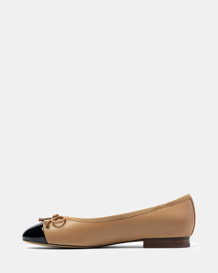 Avah Dark Sand Leather Ballet Flat