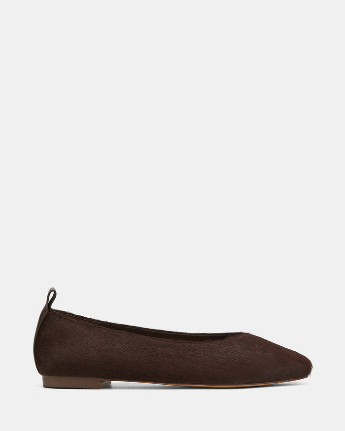 Belinda Chocolate Textured Leather Ballet Flat