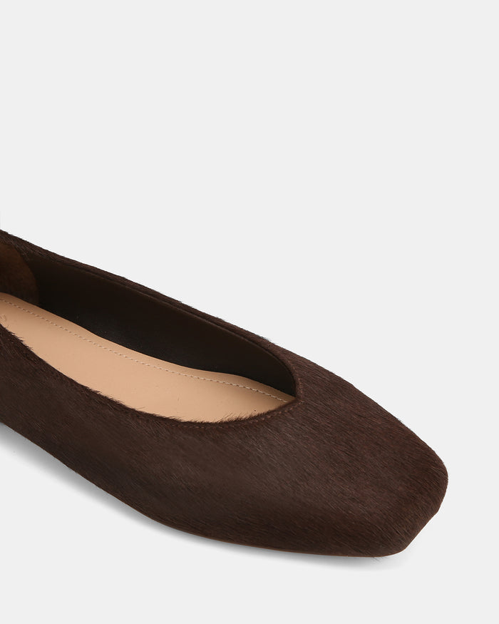 Belinda Chocolate Textured Leather Ballet Flat