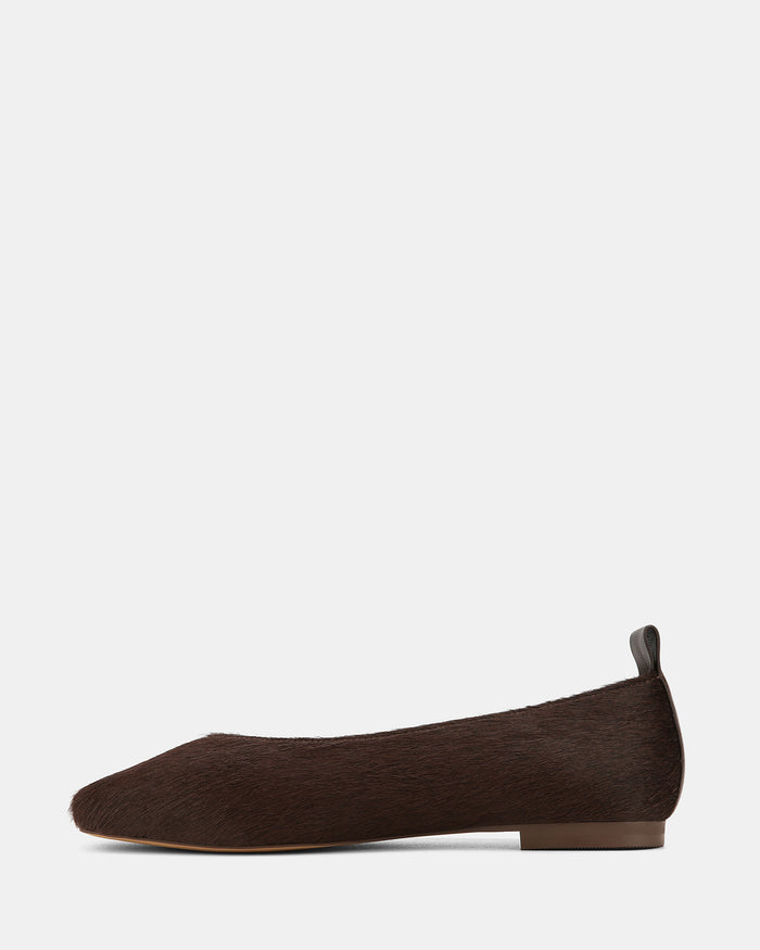Belinda Chocolate Textured Leather Ballet Flat