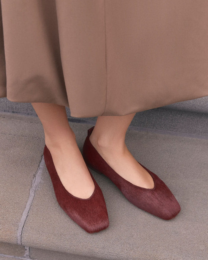 Belinda Raisin Hair-on Leather Ballet Flat