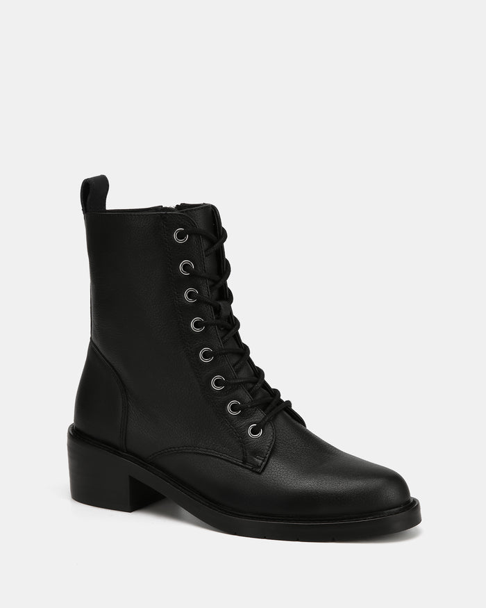 Benny Black Pebble Leather Ankle Boot