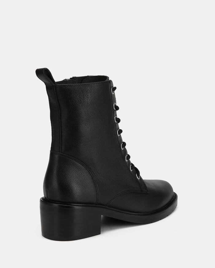 Benny Black Pebble Leather Ankle Boot