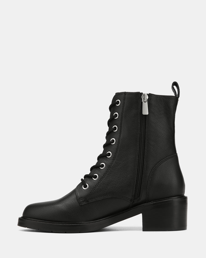 Benny Black Pebble Leather Ankle Boot
